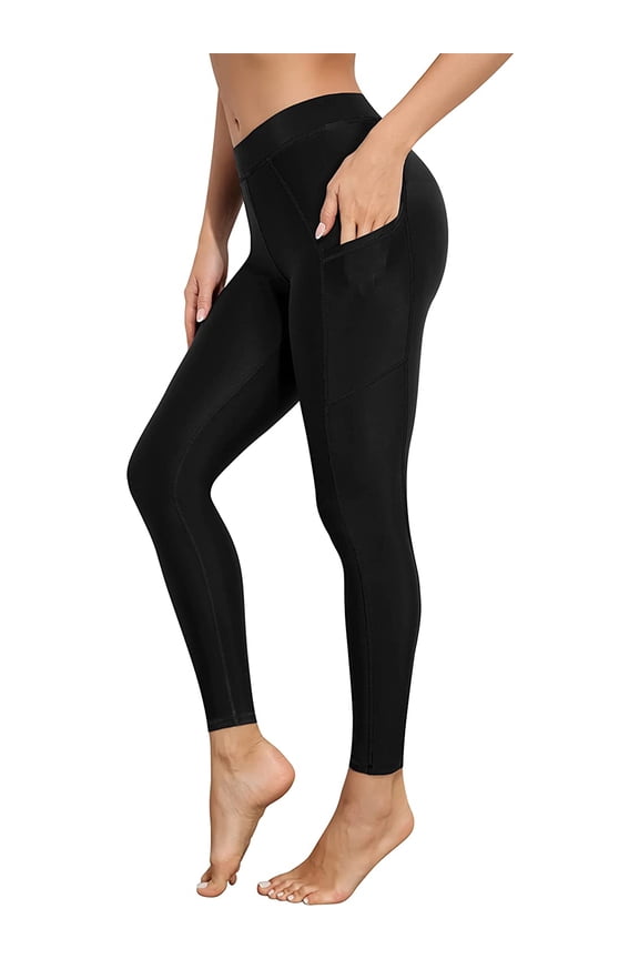 Women's High Rised Swim Pants Stretchy Tight Leggings Suring Swim Bottoms With Pockets