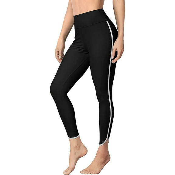 ALove Women's V Slit Swim Pants High Waisted Stretchy Tight Leggings Suring Swim Bottoms