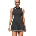 thumbnail image 1 of ALove Womens Tennis Outfit Academic Style Tennis Dresses Ribbed Polo Tennis Dress Half Zip Pleated Workout Dress with Built in Shorts and Bra, 1 of 8