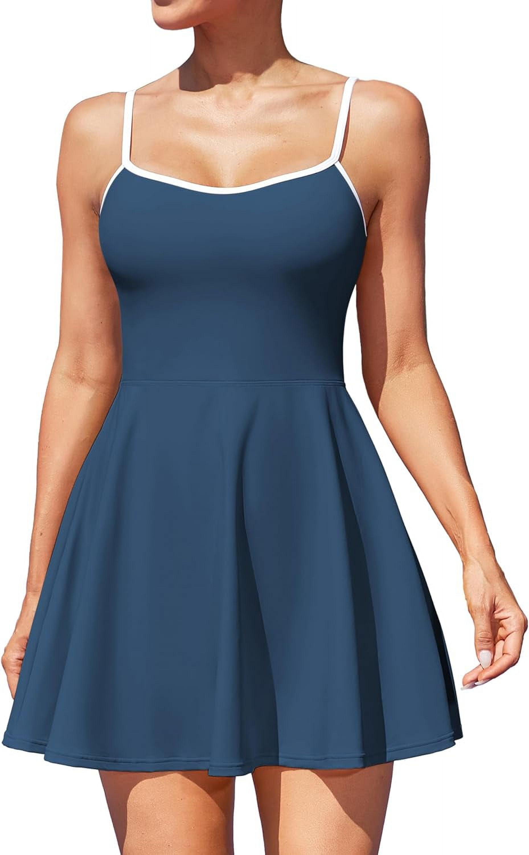ALove Womens Tennis Outfit Sports Dress with Shorts Tennis Dress Workout Adjustable Exercise Workout Athletic Golf Exercise Dress