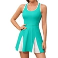 thumbnail image 1 of ALove Womens Tennis Outfit Sports Dresses with Simple Shorts and Pockets and Soft Bras V Neck Splicing Skirt Hem Racerback Golf Outfits, 1 of 8