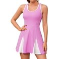 thumbnail image 1 of ALove Womens Tennis Outfit Sports Dresses with Simple Shorts and Pockets and Soft Bras V Neck Splicing Skirt Hem Racerback Golf Outfits, 1 of 8