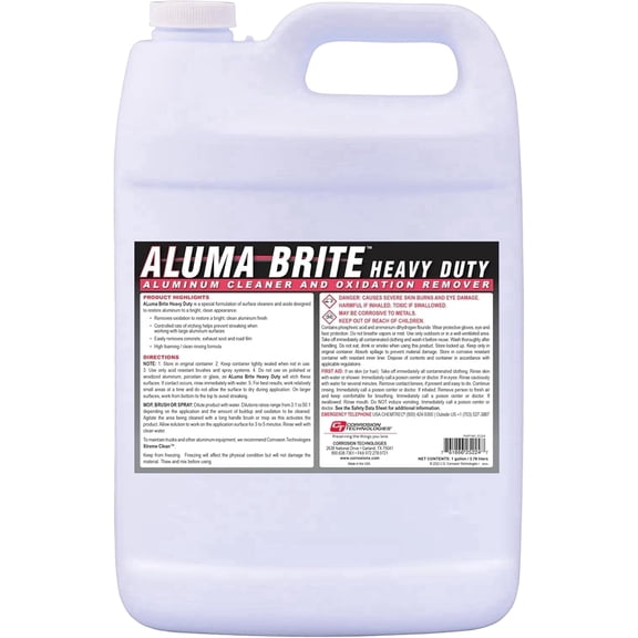 Corrosion Technologies ALuma Brite Heavy Duty Aluminum Cleaner, Industrial Brightener for Oxidation Removal, Concrete and Soot Residue, Commercial-Grade, High Foaming Rinse-Free Formula, 1 gallon