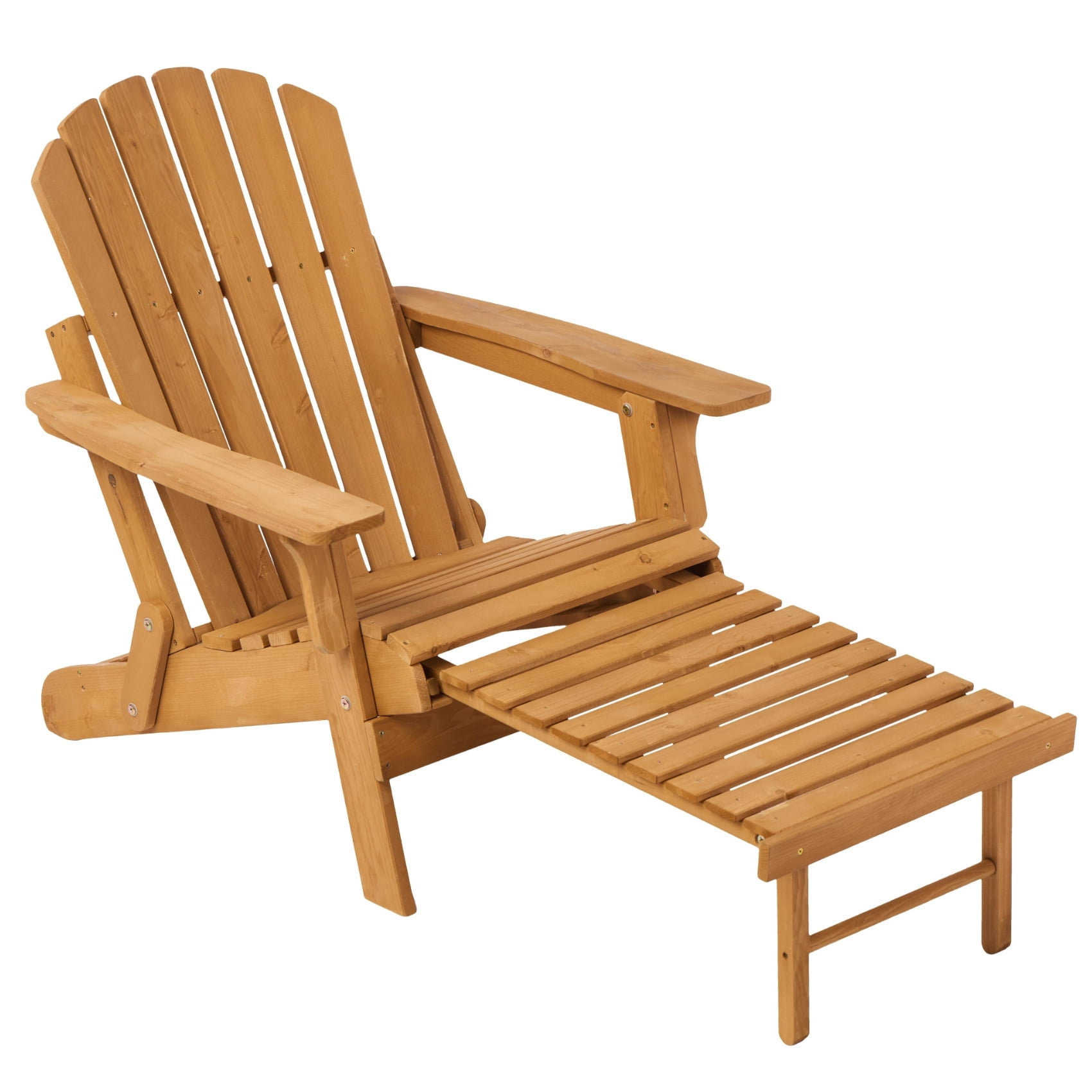 ALvantor Oversize Adirondack Chair with Footrest Outdoor Wood Folding Adirondack Chair with Pre-Assembled BackRest & SeatBoard for Patio Garden Backyard Brown