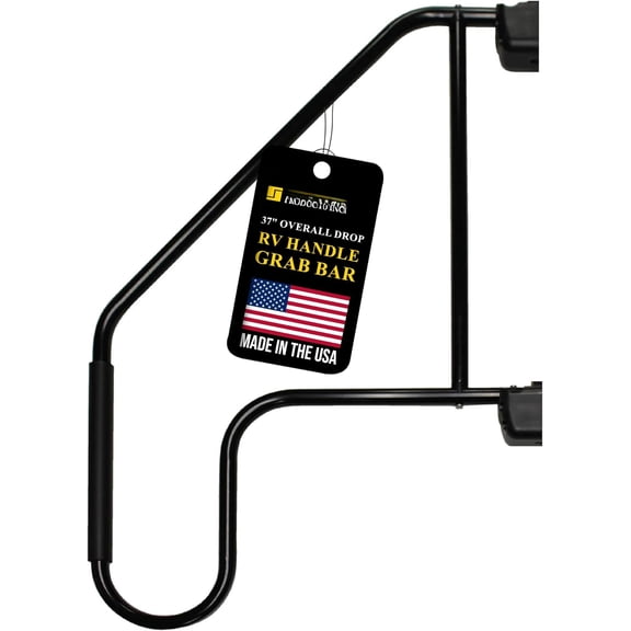 AM-533 Lend-A-Hand Extended Assist Rail - RV Handrail, RV Handle Grab Bar by Door, Camper Hand Rail, RV Step Handrail, Trailer Door Handle, Grab Handle, 37" Overall Drop, Black