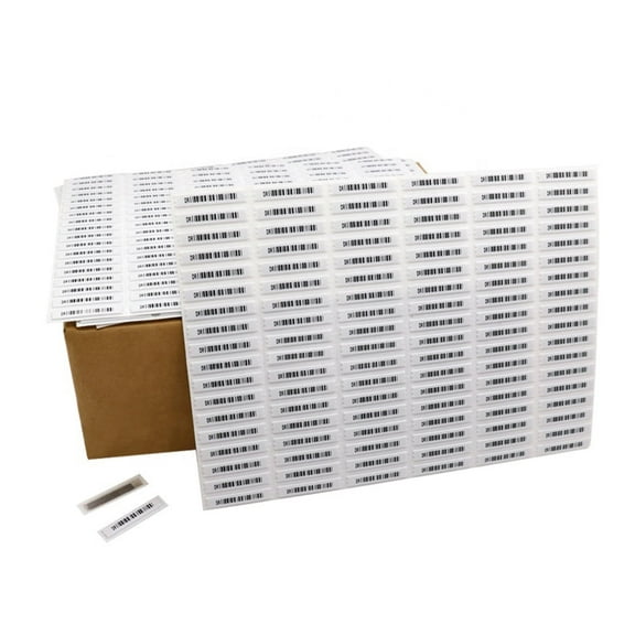 AM 58kHz Security Tags with Barcode 5000 Pcs Security Labels Compatible with 58kHz EAS System Retail Anti-Theft Equipment