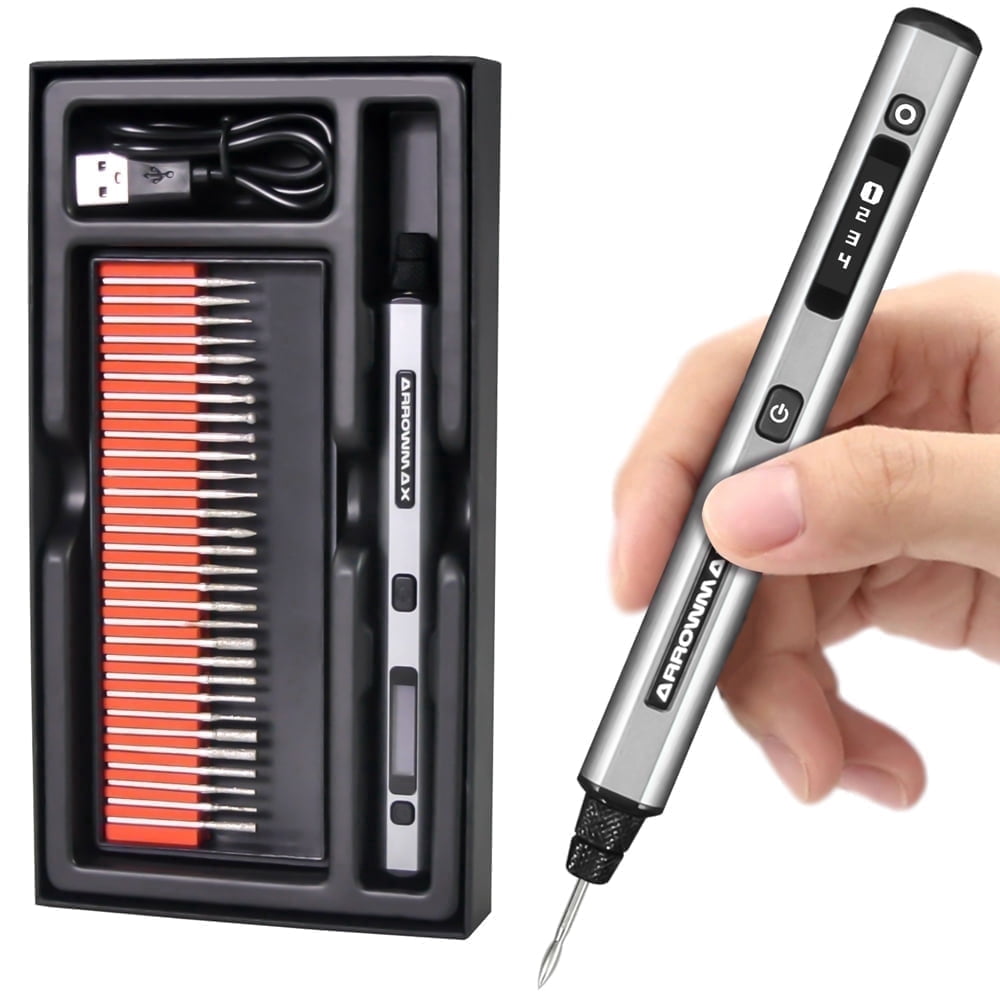 AM ARROWMAX Mini Engraving Pen Electric Cordless Rotary Tool Kit  with 30 Bits for Metal Wood Plastics Glass Carving New