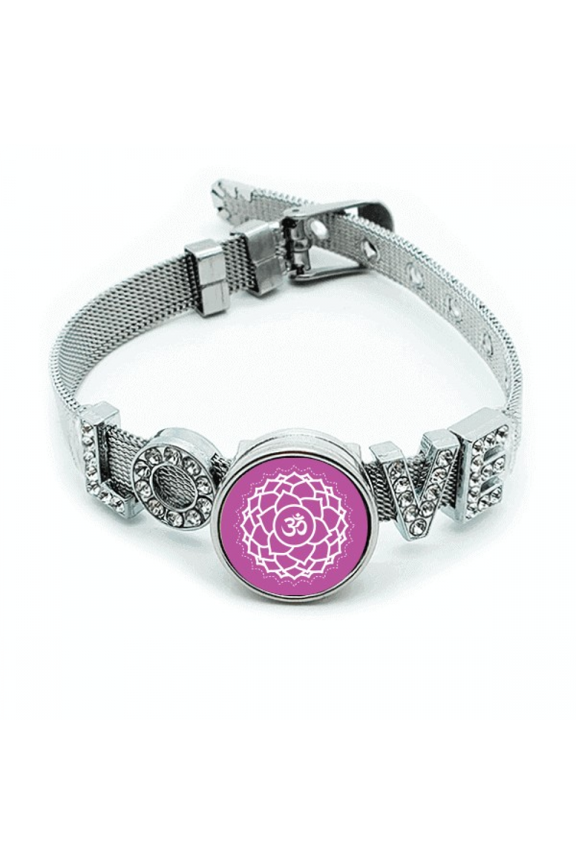 AM Culture Letter Pattern Bracelet Wristband Crystal Love Adjustable Bangle