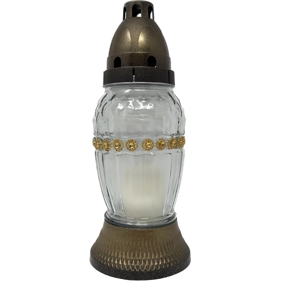 AM Décor Cemetery Memorial Candle | Gravesite Remembrance Decoration| Glass Lantern European Candle Holder 7.5 Inches Tall (2-Pack, Clear Vase)