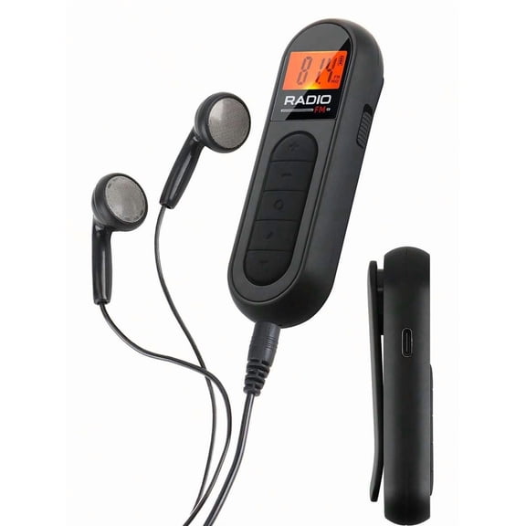 AM/FM Personal Portable Mini Radio With Digital Tuning LCD Display Upgrade Volume Control With Earphone And Belt Clip For Walking, Jogging