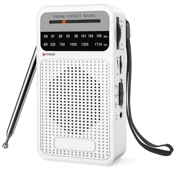 AM FM Pocket Radio, Transistor Radio with Loudspeaker, Headphone Jack, Portable Radio for Indoor, Outdoor Use White,1 * portable radio,White
