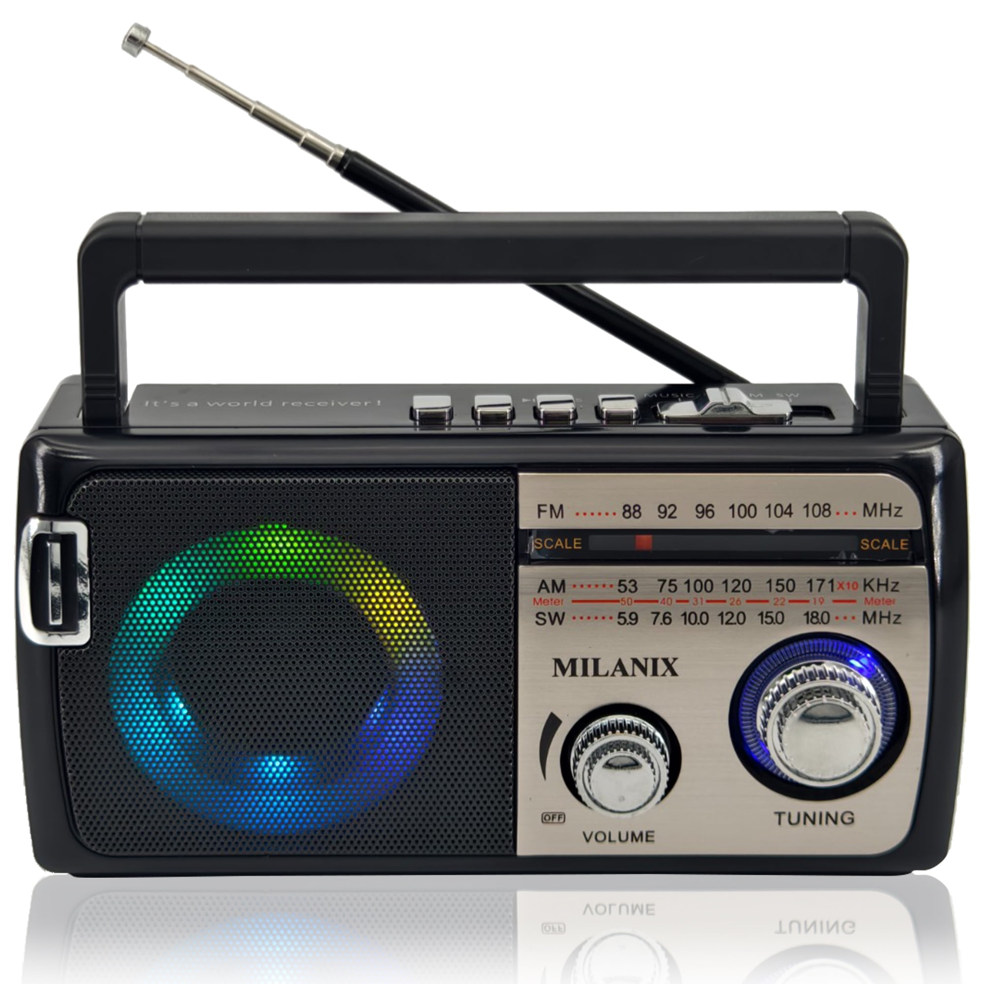 AM/FM Radio Portable Bluetooth Speaker - Battery Operated Rechargeable ...