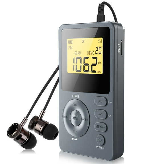 AM FM Radio Portable, EEEkit Digital Mini Radio with Rechargeable Battery LCD Display for Walking