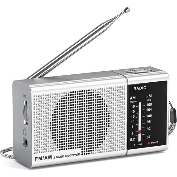 AM/FM Radio, Portable Radio with 2 AA Battery-Operated, Transistor Radio with Antenna Loud Speaker, 3.5mm Headphone Jack, Perfect for Home, Outdoor, and Emergency Use, Suitable for Senior and kids