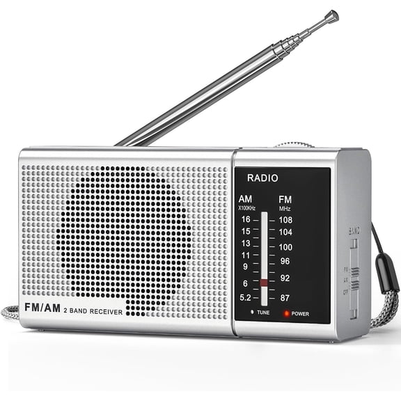 AM/FM Radio, Portable Radio with 2 AA Battery-Operated, Transistor Radio with Antenna Loud Speaker, 3.5mm Headphone Jack, Perfect for Home, Outdoor, and Emergency Use, Suitable for Senior and kids