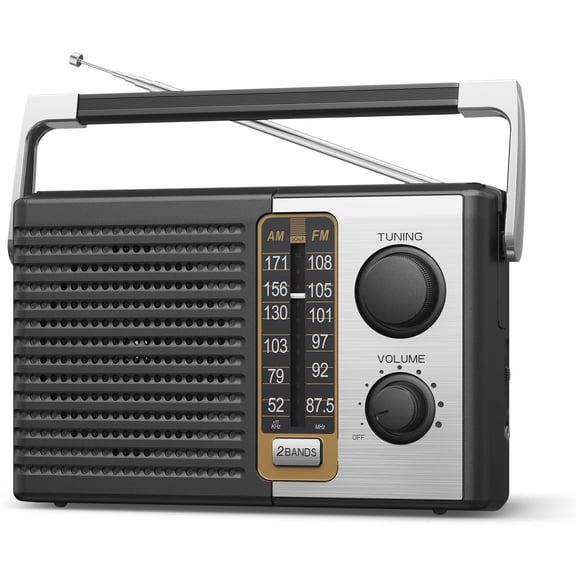 AM FM Radio with Best Reception, Portable Battery Operated Transistor Radios, Headphone Jack, AC Powered, Suit for Senior and Home, Black