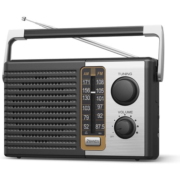 AM FM Radio with Best Reception, Portable Battery Operated Transistor Radios, Headphone Jack, AC Powered, Suit for Senior and Home, Black
