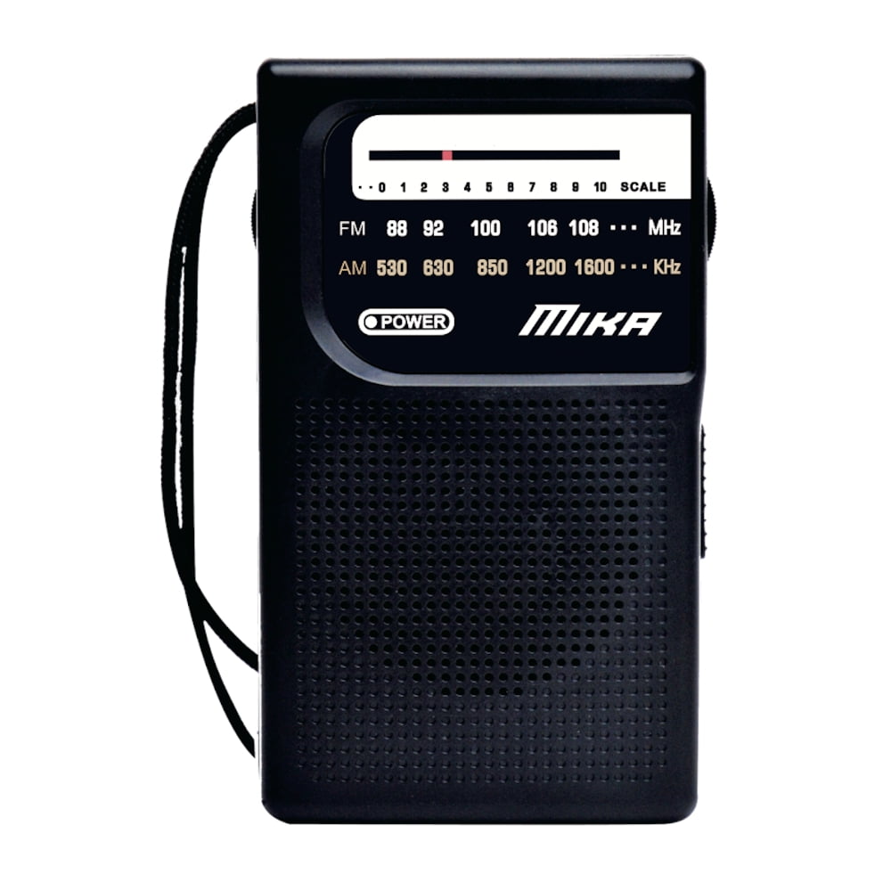 AM FM Radio with Speaker and Earphone Jack, Small Transistor Radio, Battery  Operated, Best Mini Radio Antenna Reception for Emergency by MIKA (Black)