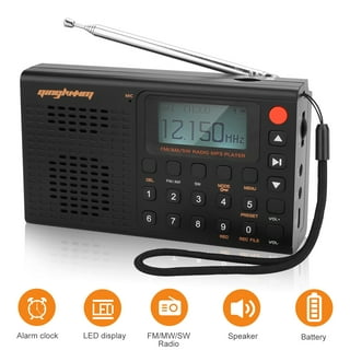 Greadio Portable Shortwave Radio with Best Reception,AM FM Transistor,LCD  Display,Time Setting,Battery Operated by 4 D Cell Batteries or AC Power,Big