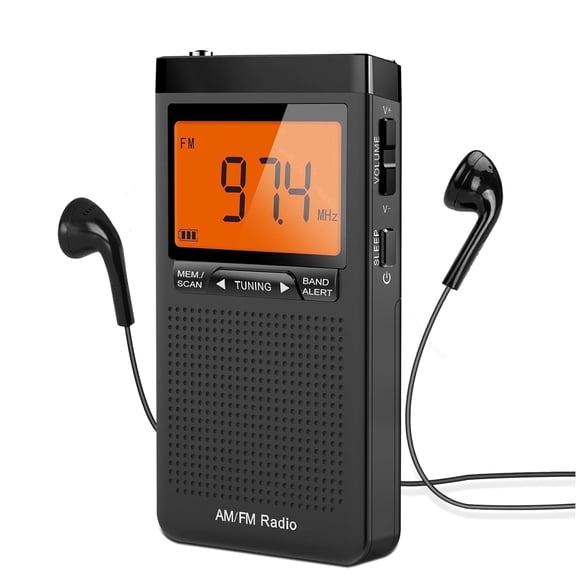 Portable Radio with Headphones, AM FM Radio with Digital Screen, Transistor Analog Radio, Digital Tuning Walkman Radio for Walk, Jogging, Gym, Camping