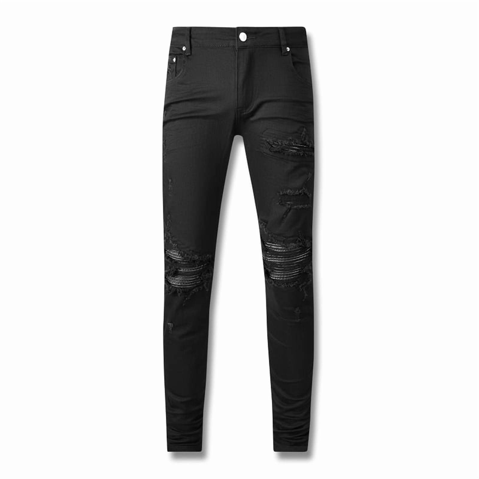 AM Logo Jeans Men's Slim Fit Stretch Jeans Baggy Ripped Straight Skinny ...