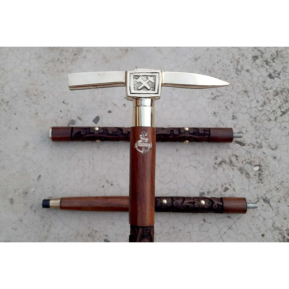 AM NAUTICALS Ice Axe Designer Head Handle Wooden Walking Cane