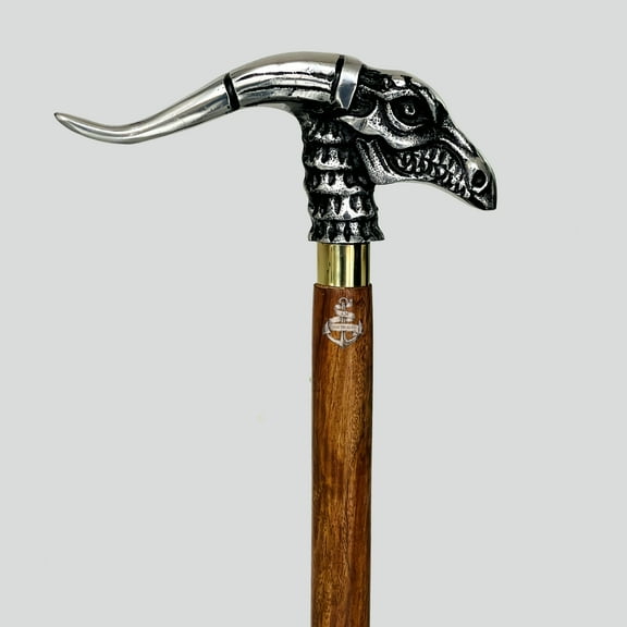 AM NAUTICALS Nebula Dragon Head Handle with Brown Wooden Walking Cane Gift for Men and Women