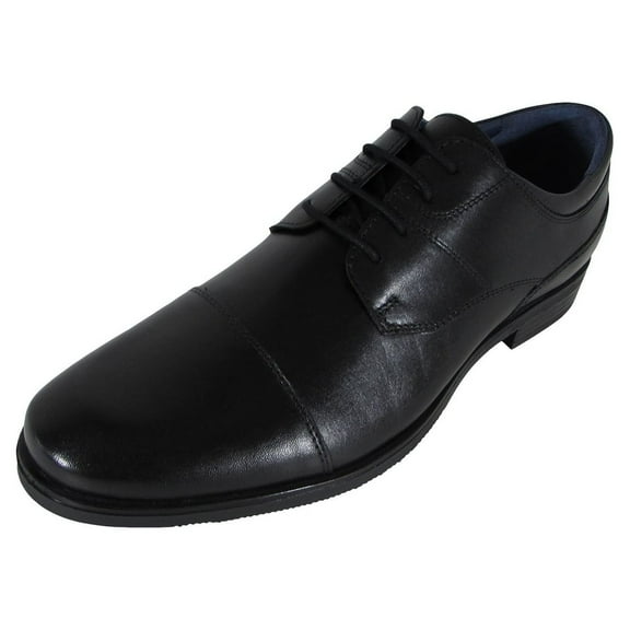 AM Shoes  Mens Cap Toe Oxford Lace Up Shoes, Black 12