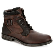 AM Shoes Mens Leather Plain Toe Lace Up Boot Shoes, Dark Brown, US 12