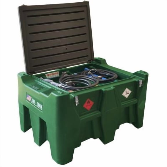 AM-TANK Portable Diesel Tank w/ Electric Transfer Pump & Storage, Green