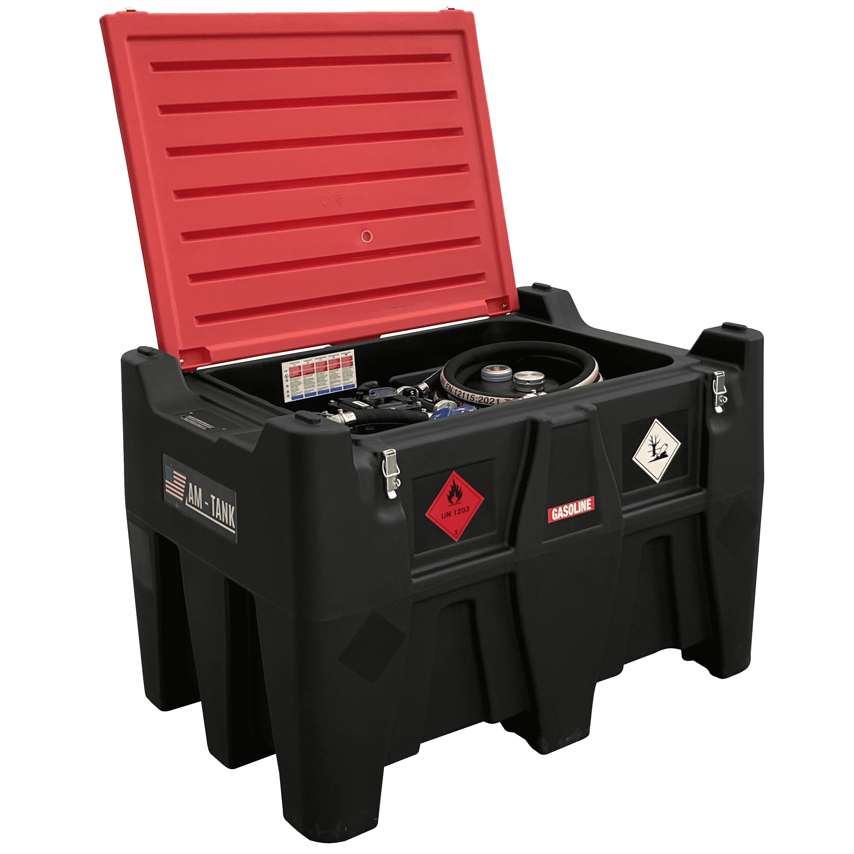 AM-Tank 116-Gallon Auxiliary Gas Transfer Tank with 12V Polyethylene Pump
