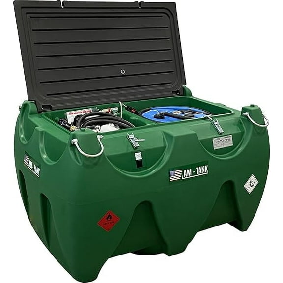 AM-TANK 236-Gallon Diesel + 26-Gallon DEF Portable Combo Tank with 12V Electric Pump, 13ft Hose, Automatic Nozzle, and Removable DEF Unit