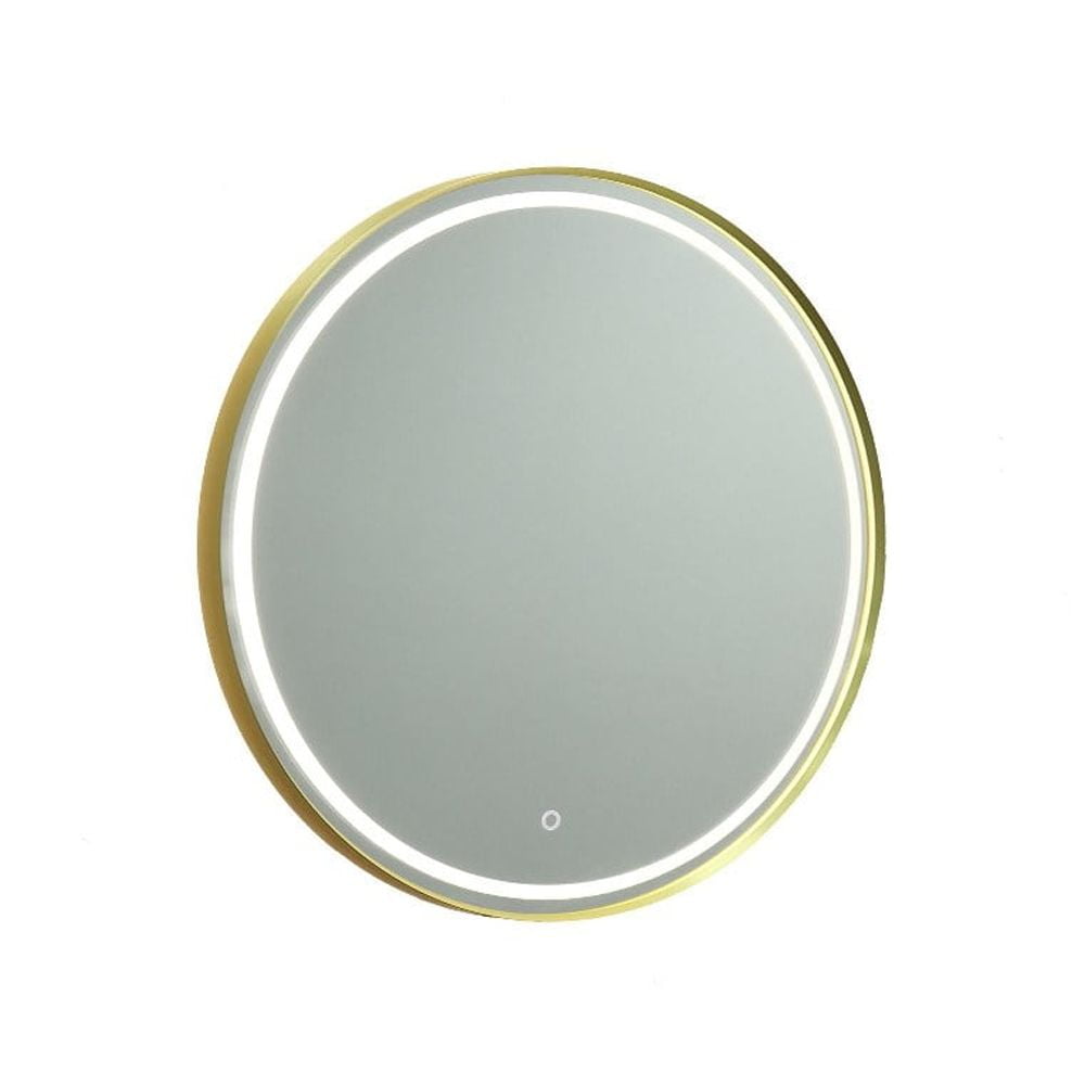 Brushed Brass 31.5" Round LED Bathroom Mirror with Smart Touch