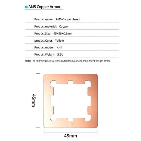 TEUCER AM5 Copper Armor CPU Contact Frame for AMD Ryzen 7000 Series, Ryzen 8000 Series