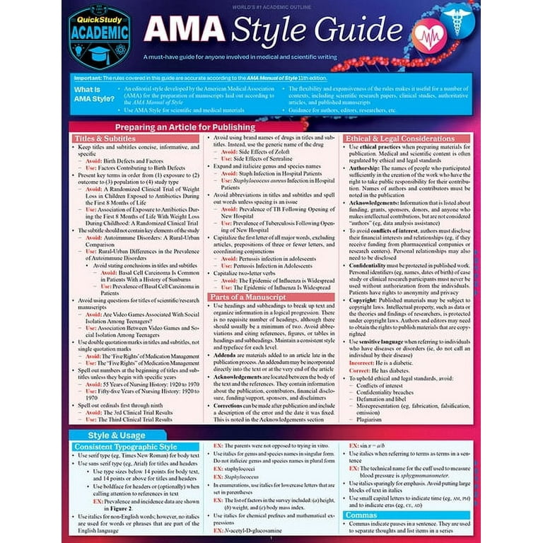 AMA Style Guide for Science & Medical Writing : QuickStudy