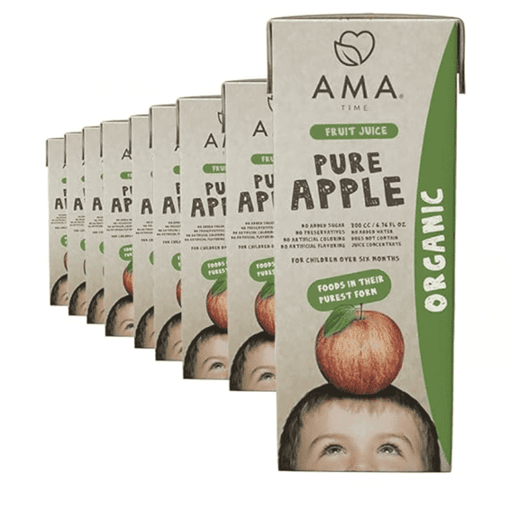 AMA TIME Apple Juice, 6.76 fl oz Each Boxes 24 Pack