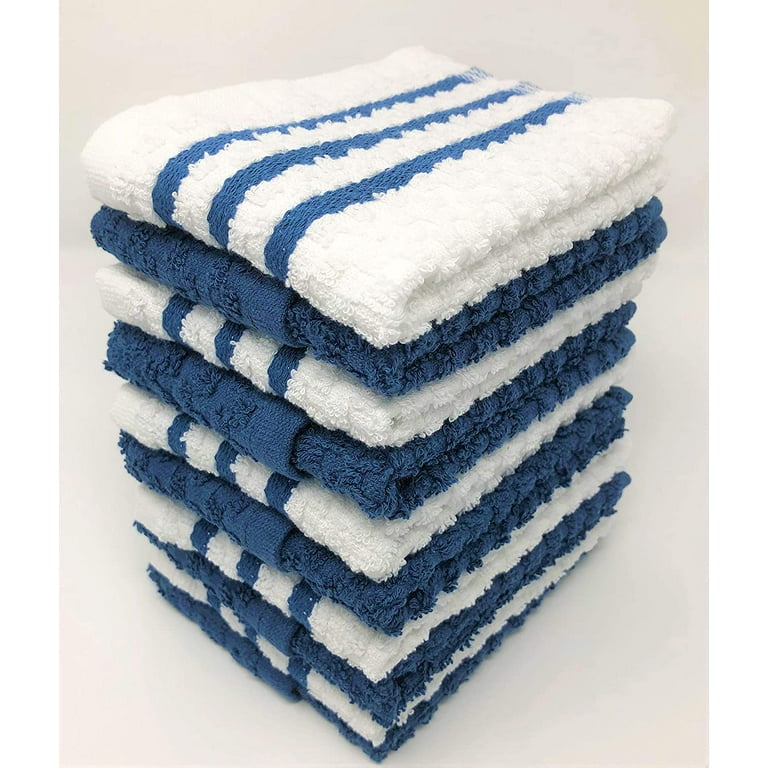 AMA's Kitchen Towels 10 Pack Dobby Weave Dish Towels Tea Towels Terry Cotton  Dish Cloths Towels (12 x 12 Inch) Machine Washable 100% Ring Spun Cotton  Super Soft and Absorbent 