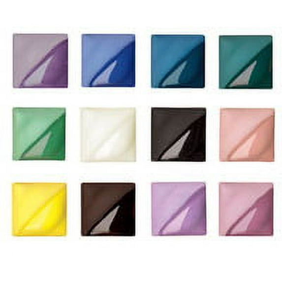 AMACO - 37457V Velvet Semi-Translucent Underglaze Set 1, Assorted Color, Set of 12 - 401650