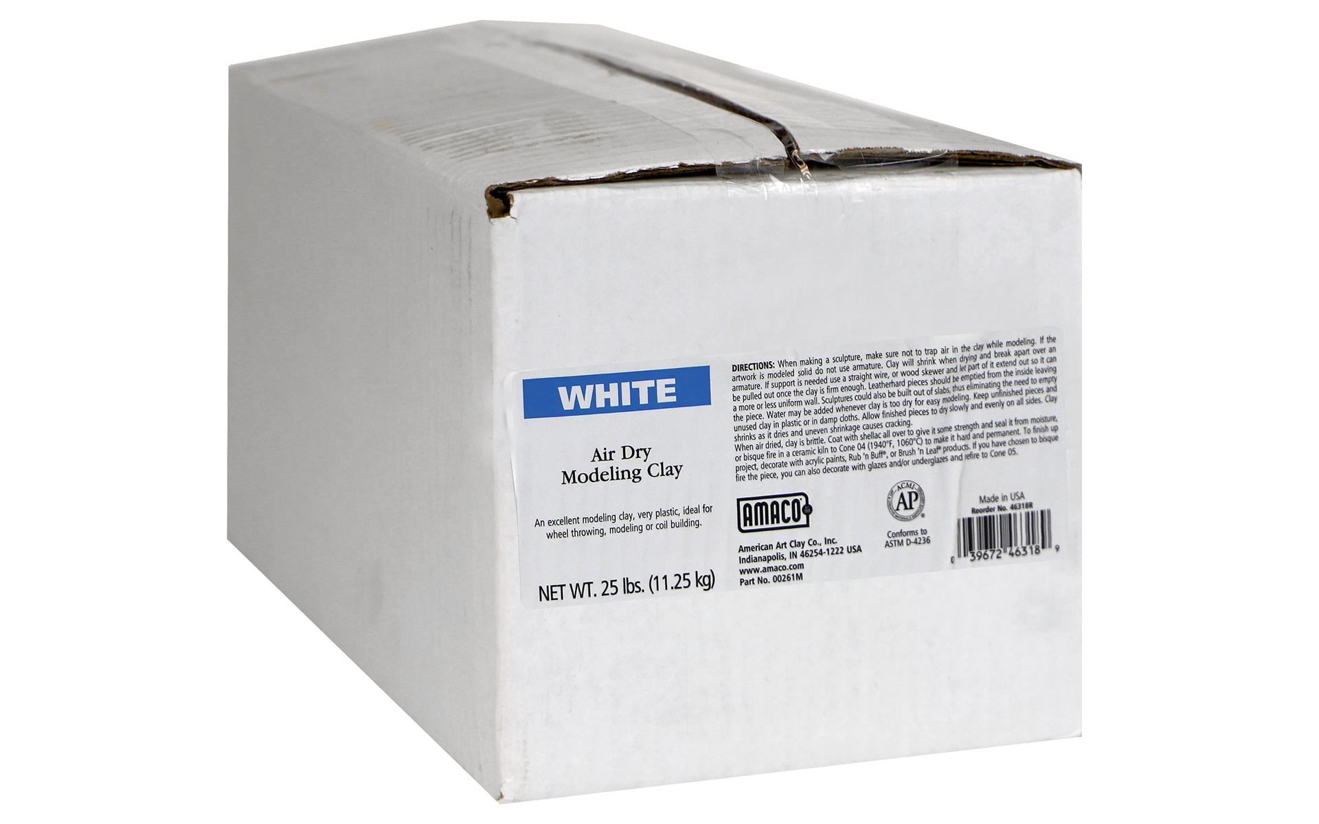 AMACO AirDry MultiPurpose NonToxic Modeling Clay, 25 lb, White