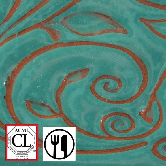 Amaco Low Fire Lead-Free Opalescent Glaze - 1 Pint, Aquamarine