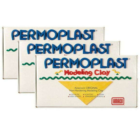 AMACO Permoplast Modeling Clay, Cream, 1 lb. Per Box, 3 Boxes