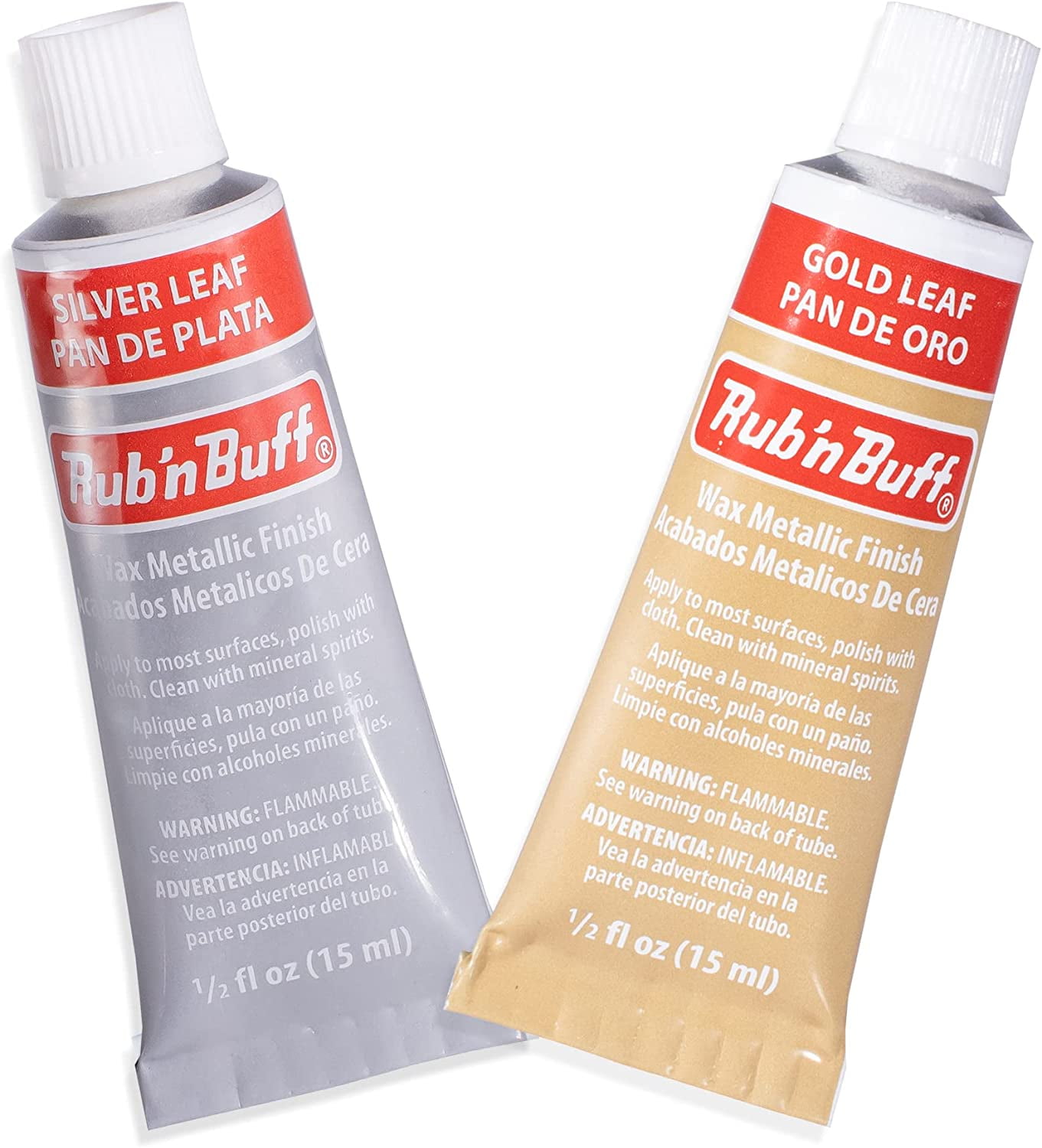 AMACO Rub n Buff Wax Metallic Finish 2 Color Kit - Gold Leaf and Silver Leaf  Rub n Buff 15ml Tubes - Versatile Gilding Wax for Finishing Antiquing and  Restoration - Set