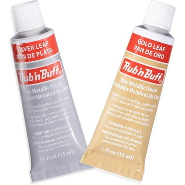 AMACO Rub n Buff Wax Metallic Finish 2 Color Kit - Gold Leaf and Silver Leaf Rub n Buff 15ml Tubes - Versatile Gilding Wax for Finishing Antiquing and Restoration - Set of 2 Colors