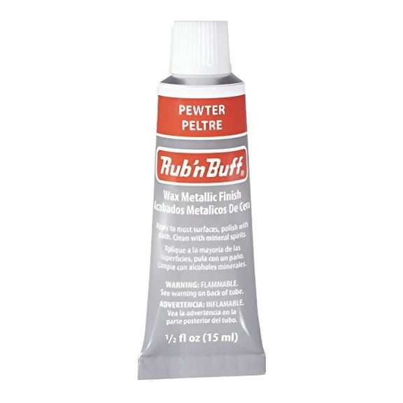 AMACO Rub n Buff Wax Metallic Finish - Rub n Buff Pewter 15ml Tube - Versatile Gilding Wax for Finishing Furniture Antiquing and Restoration - Rub and Buff Colors Single Tube
