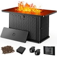 thumbnail image 1 of AMADA HOMEFURNISHING 43 Inch Propane Fire Pit Table, 60,000 BTU Gas Fire Pit with Lava Rocks, Waterproof Cover, Removable Lid, Cup Holders, 2-in-1 Fire Table for Patio, Backyard, Garden, Black, 1 of 8