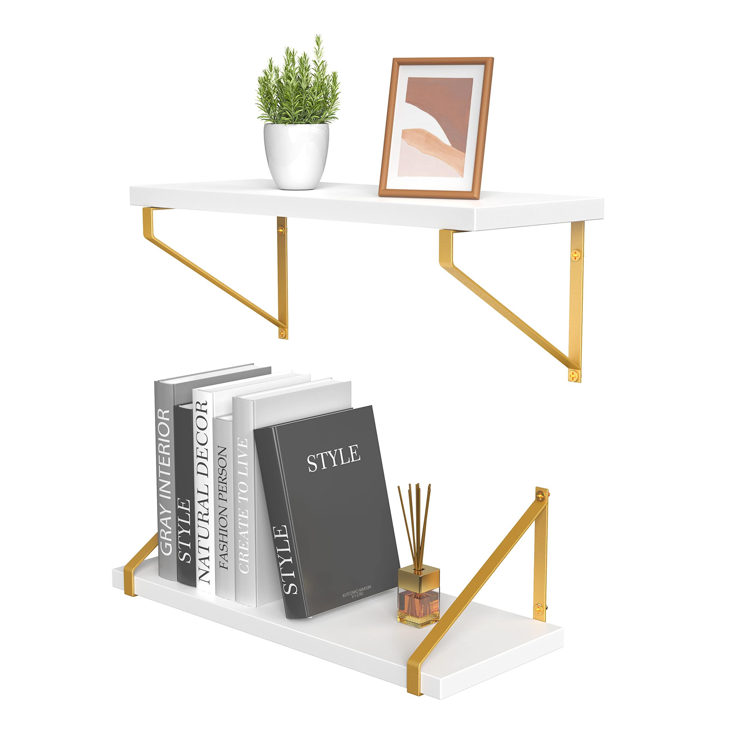 AMADA HOMEFURNISHING Floating Shelves Wall Mounted, White Wall Shelf