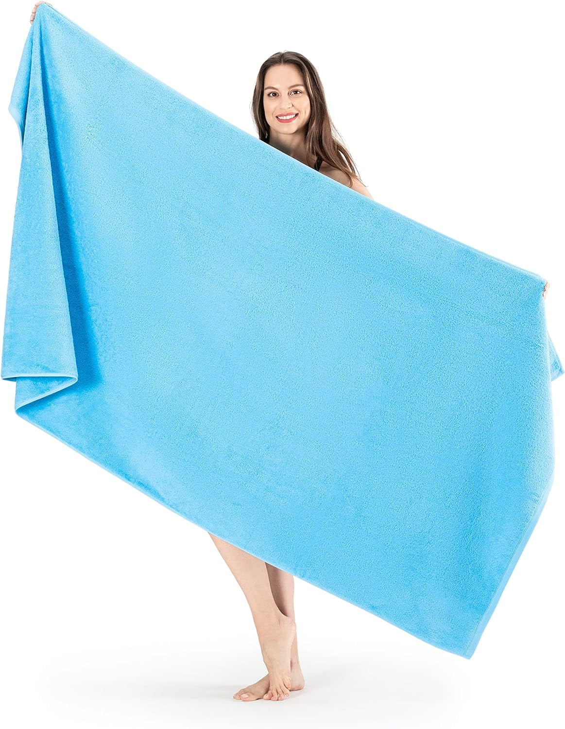 Sky Blue Oversized Turkish Cotton Bath Sheet Set
