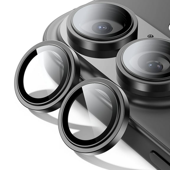 AMAGA for iPhone 17 Camera Lens Protector - [Original Shooting Mode] Shatterproof Metal HD Tempered Glass Camera Screen Protector Cover Film (Black)