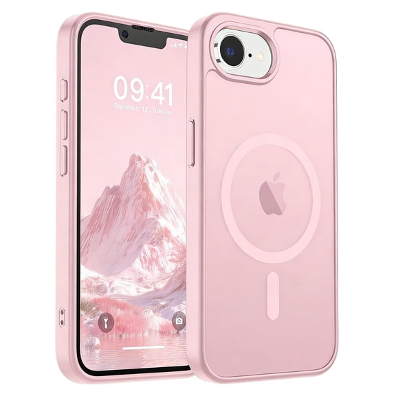 AMAGA for iPhone 16e Case [Compatible with Magsafe] Translucent Matte Magnetic Phone Cover, Military Grade Drop Protection Shockproof Phone Cover, Light Pink