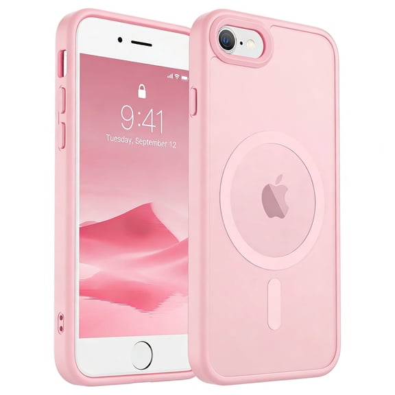 AMAGA for iPhone SE Case 2022 (3rd)/2020 (2nd), iPhone 8 / 7 Case [Compatible with Magsafe] Translucent Matte Magnetic Phone Cover, Military Grade Drop Protection Shockproof Phone Cover, Light Pink